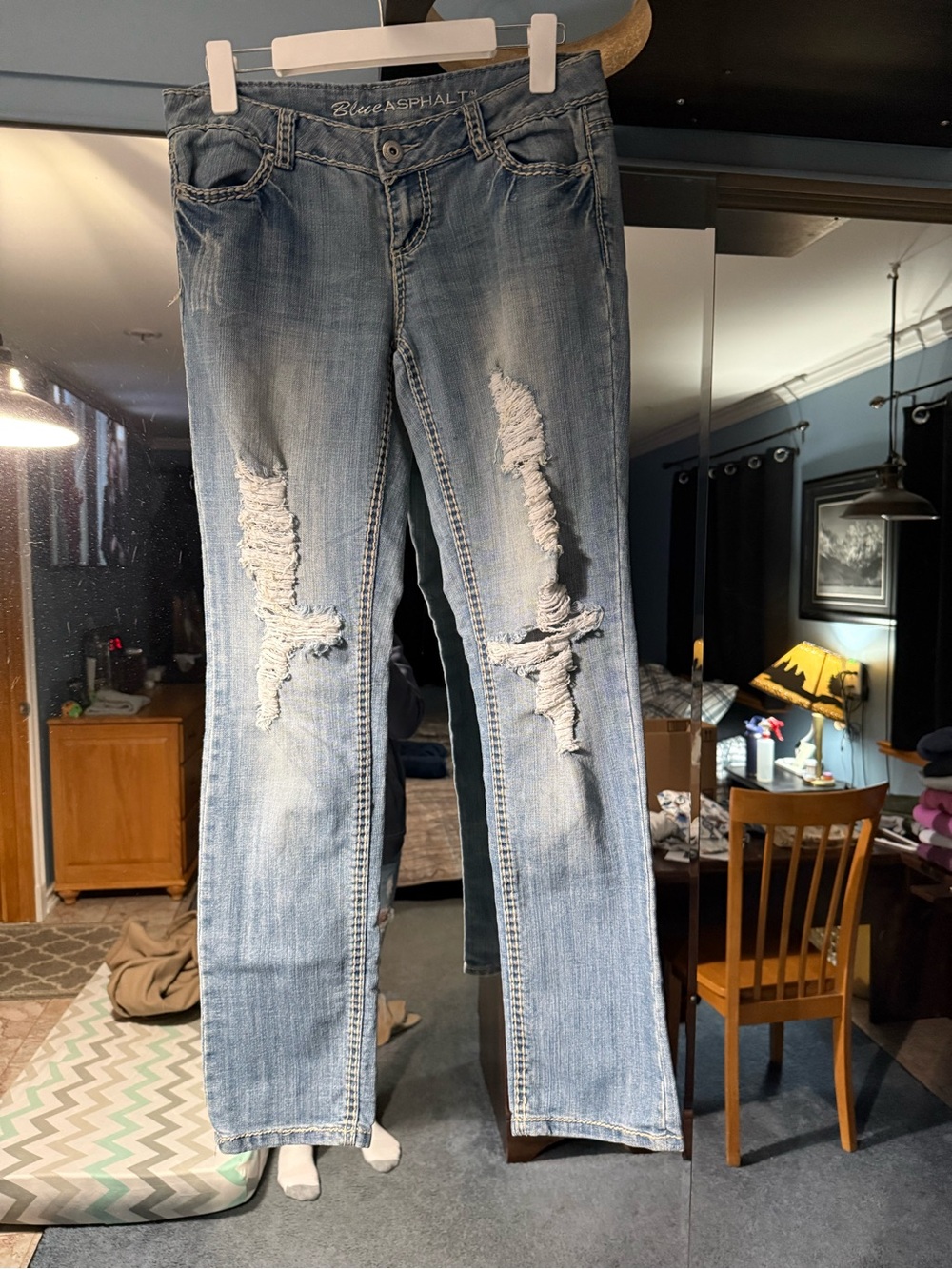 Blue Asphalt Women's Light Blue Ripped Skinny Jeans